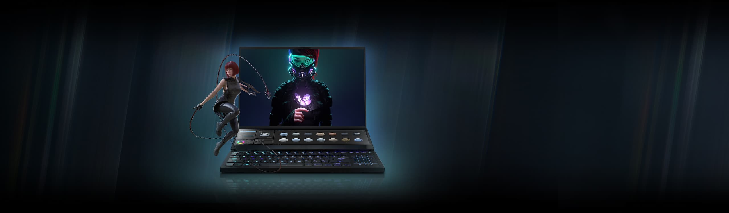 藝術家對 NVIDIA GPU 的詮釋的特寫視圖,綻放綠色光芒。