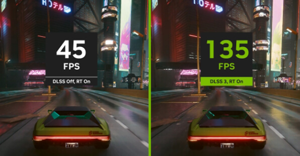 Comparison images of DLSS 3 on and off