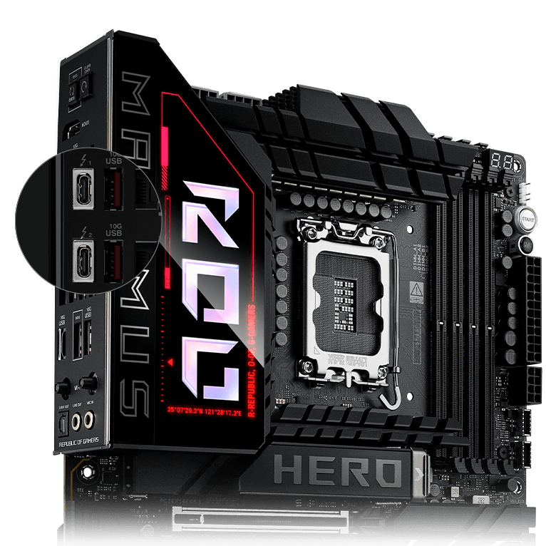 Zwei Thunderbolt 4 Type-C®-Anschlüsse am ROG Maximus Z890 Hero