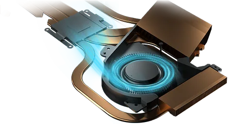 散熱器、Arc Flow Fans™ 和機殼內部空氣路徑的視圖。