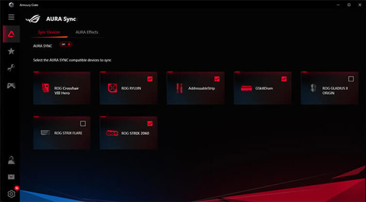 UI of Aura Sync