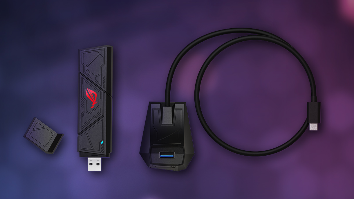 圖片顯示 ROG USB-BE92 的隨插即用設計。