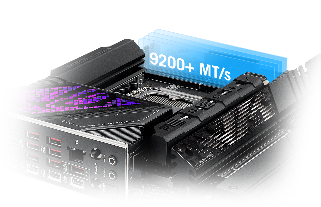 The Strix X870E-E lets you overclock memory up to 9200+ MT/s.