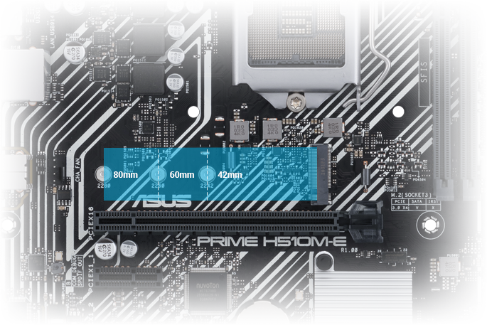 ASUS PRIME H510M-E M2 slot highlight
