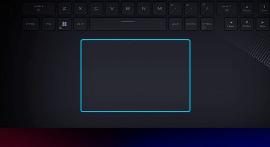 The shape of the SCAR 18’s touchpad is highlighted.