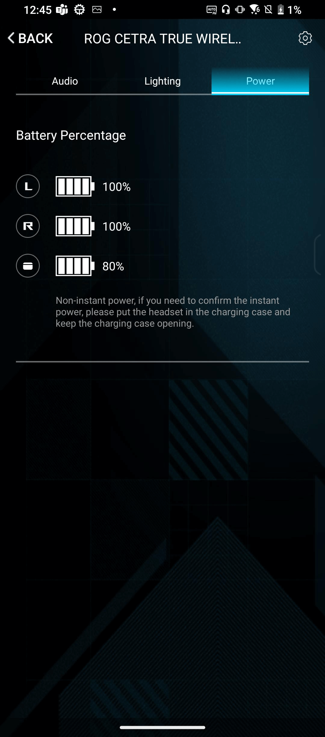 Une capture d'écran de l'application Armoury Crate où vous pouvez optimiser les performances audio via différents paramètres