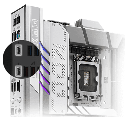 Two Thunderbolt 4 Type-C® Ports on ROG Maximus Z890 Apex