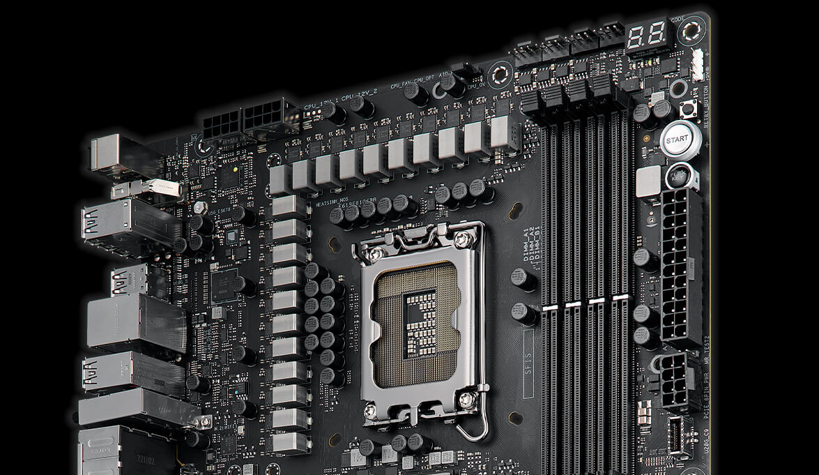 ROG Maximus Z790 Dark Hero 包含 20+1+2 個功率級，各別額定處理量高達 90A。
