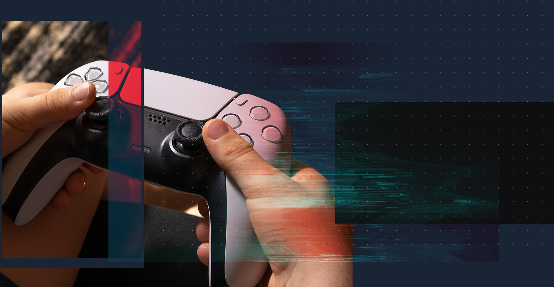 Eine Hand hält einen Konsolen-Controller
