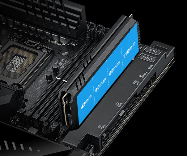 Das ROG Maximus Z790 Extreme verfügt über das ROG DIMM.2 für zwei zusätzliche M.2-Steckplätze.