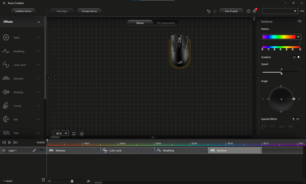 Capture d'écran de Aura Creator en utilisation.