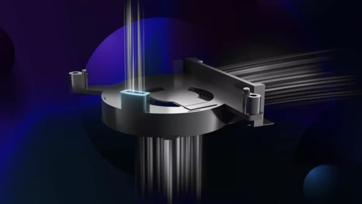 A 3D render of the fan and its shroud for the ROG Ally X, with emphasis on airflow and the cutout allowing for internal airlfow in the chassis.