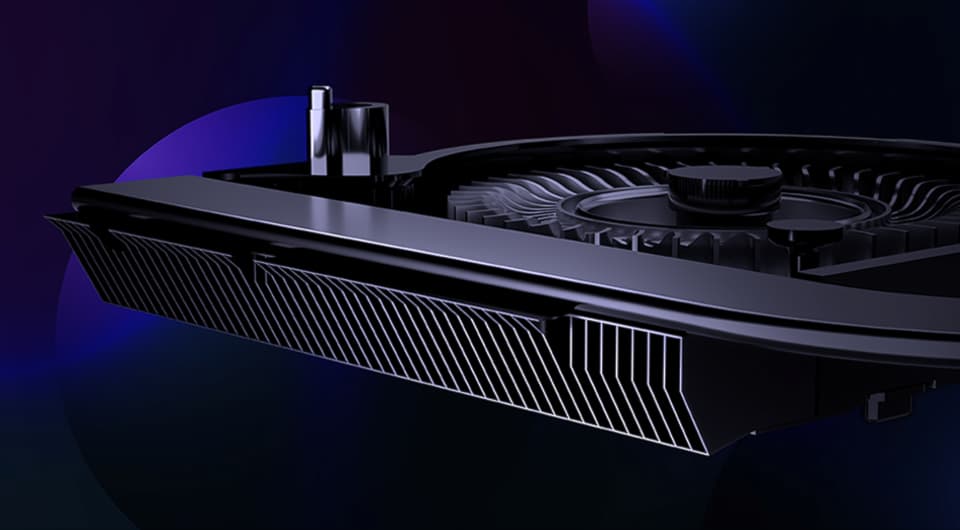 An extreme close up of the exhaust vents and fan design of the ROG Ally X.