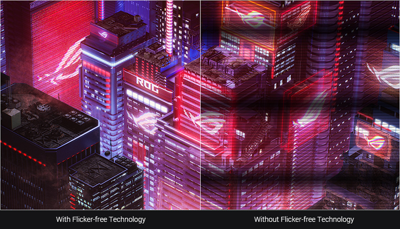 comparison image with ASUS Flicker Free technology on and off