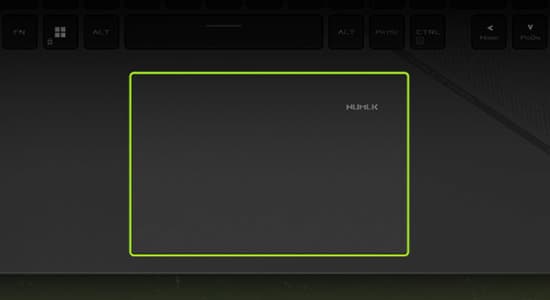 The shape of the G16’s touchpad is highlighted.