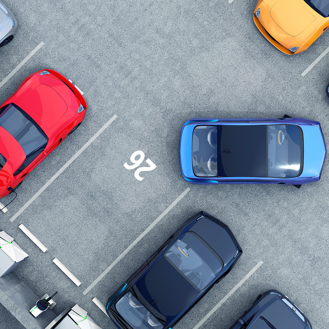 Smart parking At parking lot, a car is trying to park in the space