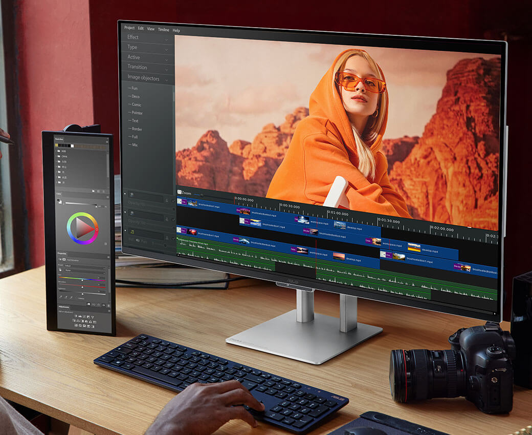 PA32UCDM showing photo editing with a woman with the HDR Preview setting.