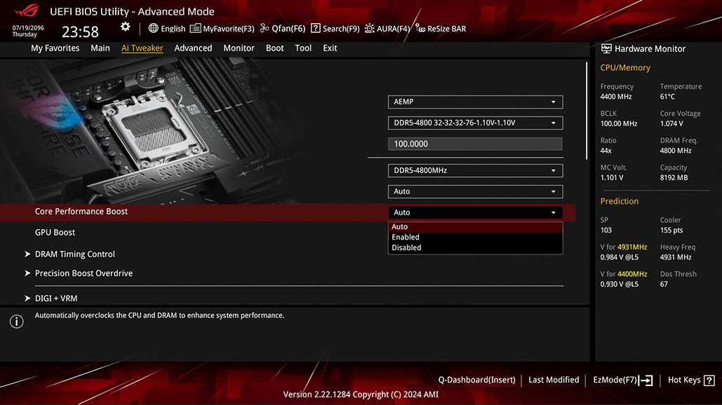Interfaz de usuario de AI Overclocking