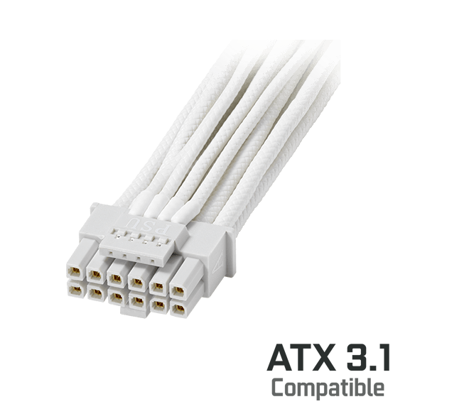 PCIe 5.1 600W power cable with ATX 3.1 compatible logo