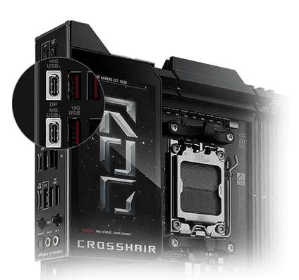 Dos puertos USB4® Tipo-C® en el ROG Crosshair X870E Extreme