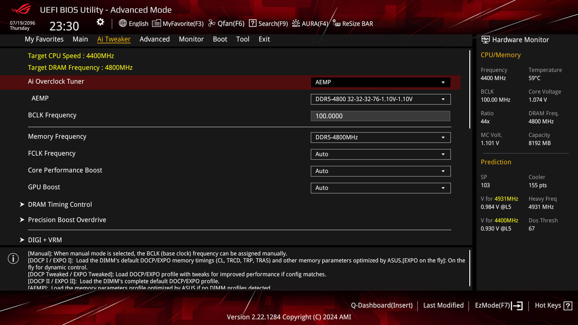 Imagen de la IU de la BIOS EMP